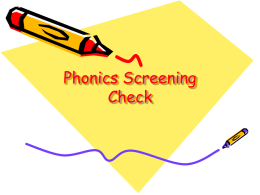 Phonics Screening Check - Westminster Community Primary School