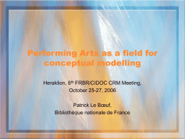 Performing arts as a field for conceptual modelling