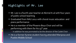 Highlights of Mr. Lee - Kyrene School District