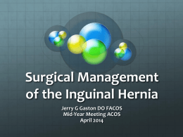 Surgical Management of the Inguinal Hernia