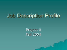 P6 – Job Description Profile