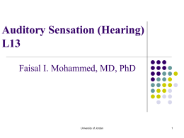 Auditory Sensation (Hearing)- L13