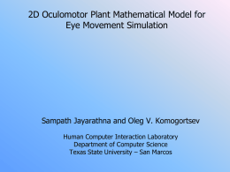 Modeling Control of Eye Orientation in three Dimensions. I. Role of