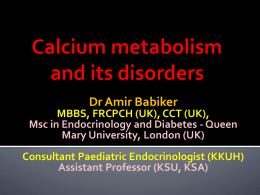 Calcium metabolism and its disorders