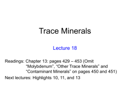 Lecture 20: Trace Minerals
