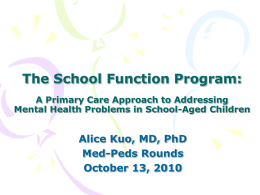 The School Function Program: A Primary Care Approach