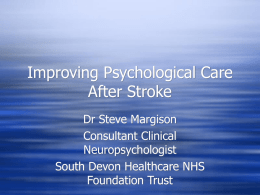 Improving Psychological Care After Stroke