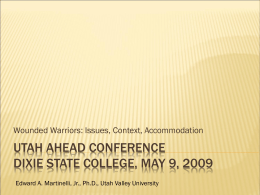 Utah Ahead conference May 9, 2009 St. George, Utah