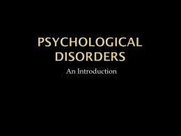 Psychological Disorders Intro