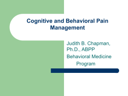 Cognitive and Behavioral Pain Management Interventions