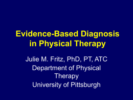 Evidence-Based Diagnosis in Physical Therapy
