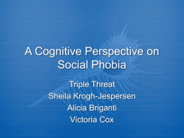 A Cognitive Perspective on Social Phobia