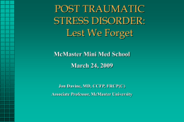 post traumatic stress disorder - McMaster University Mini