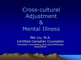 Cross-cultural adjustment & mental illness