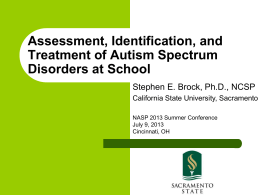 The Identification of Autism Spectrum Disorders