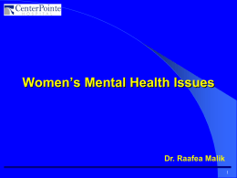 Women`s Mental Health Issues
