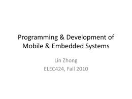 Programming & Development of Mobile & Embedded Systems