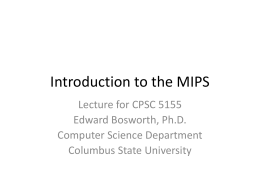 Introduction to the MIPS