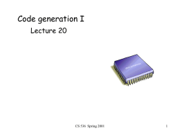 Code Generation, Part 1