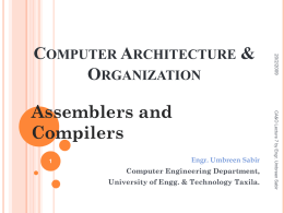 CSE 431. Computer Architecture - University of Engineering and