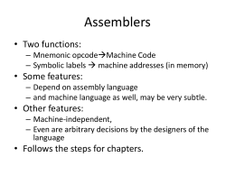 Chapter 2--Assemblers - Computer Science@IUPUI
