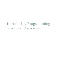 Introducing Programming