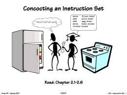 Instruction Sets - UNC Computer Science