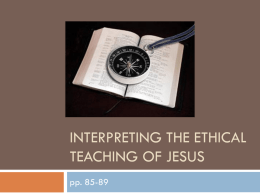Interpreting the Ethical Teaching of Jesus