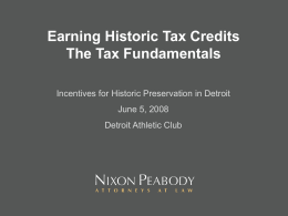 David Schon and Andrew Potts: Earning Historic Tax Credits