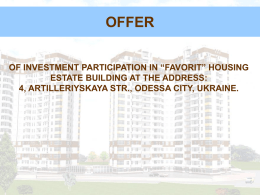 offer of investment participation in “favorit” housing estate building at