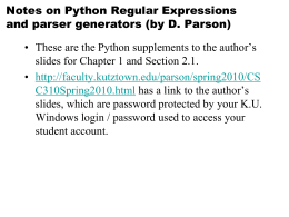 Python supplement on regular expressions and parser generators