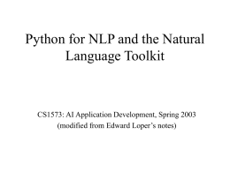 Python for NLP and the Natrual Language Toolkit