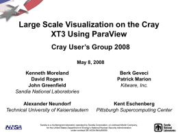 Slides presented at the Cray User Group
