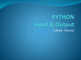 PYTHON Input & Output