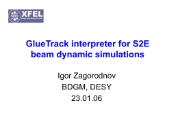 GlueTrack interpreter for S2E beam dynamic simulations