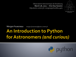 An Introduction to Pythonx - Observatoire Astronomique de