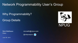 NPUG 01 – Why Programmability