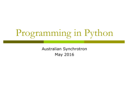 Programming in Physics - Australian Synchrotron