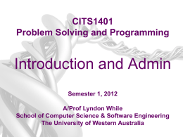 CITS1401 Problem Solving and Programming