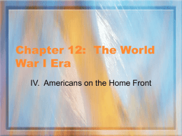 Chapter 12: The World War I Era