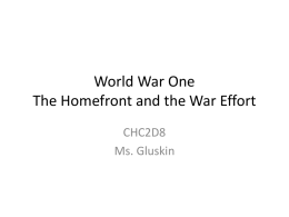 World War One The Homefront