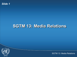 SGTM 13 - Media Relations