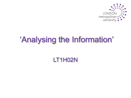 Analysing the Information’ - London Metropolitan University