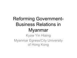 Reforming Government-Business Relations in Myanmar