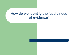 How do we identifying the ‘usefulness of evidence’