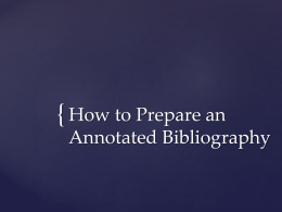 How to Prepare an Annotated Bibliography