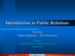 Course: Public Relations: The Profession and Practice