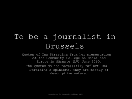 To be a journalist in Brussels - Association for Community Colleges