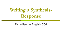 Writing a Synthesis / Response