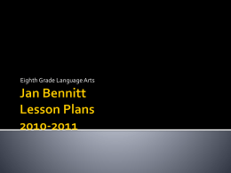 Jan Bennitt Lesson Plans 2010-2011